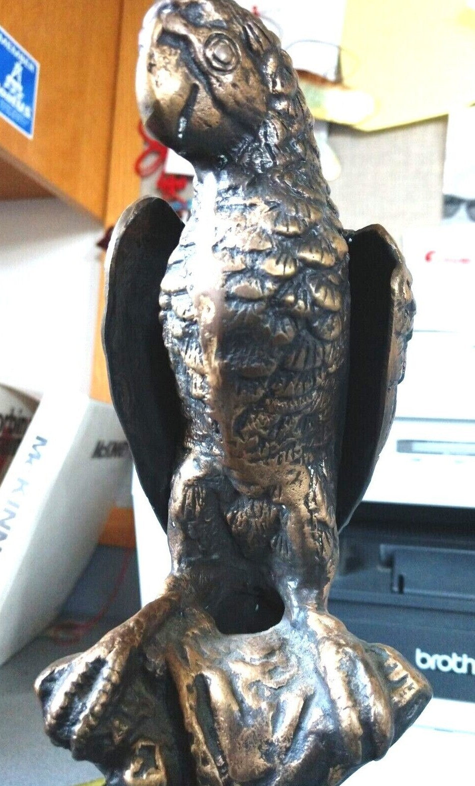 BRONZE PARROT STATUE 12 3/4" HIGH