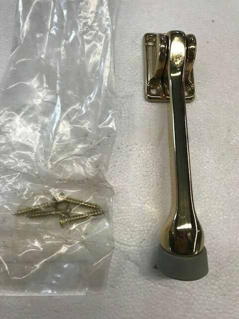 1 EACH CAST SOLID BRASS POLISHED BRASS  5" KICK DOWN FLIP OVER DOOR STOPS 