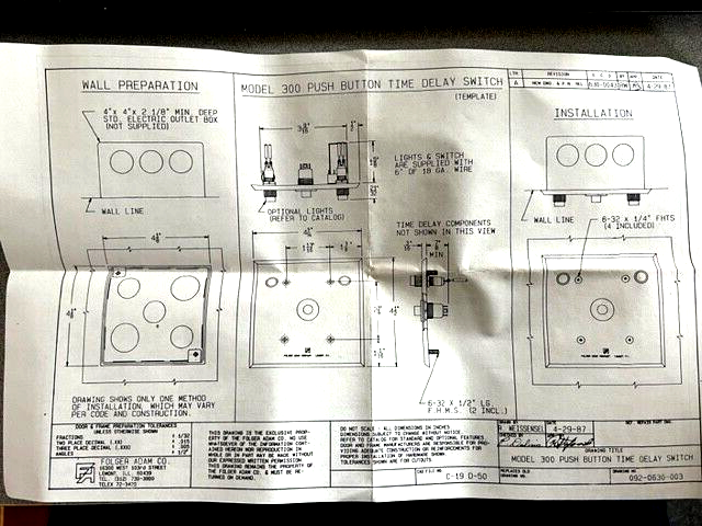 FOLGER ADAM 300-PB PUSH BUTTON TIME DELAY SWITCH SS COVER