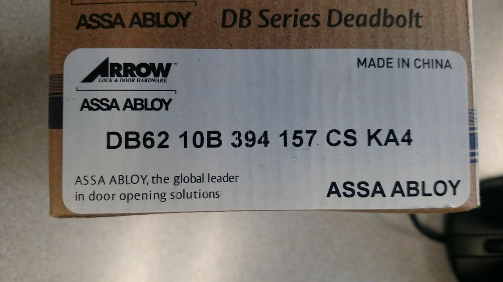 Arrow DB 62 US 10B 394 157 CS Deadbolt DOUBLE-SIDED SCHLAGE C  KD OR KA4