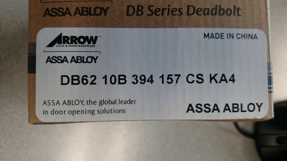 Arrow DB 62 US 10B 394 157 CS Deadbolt DOUBLE-SIDED SCHLAGE C  KD OR KA4