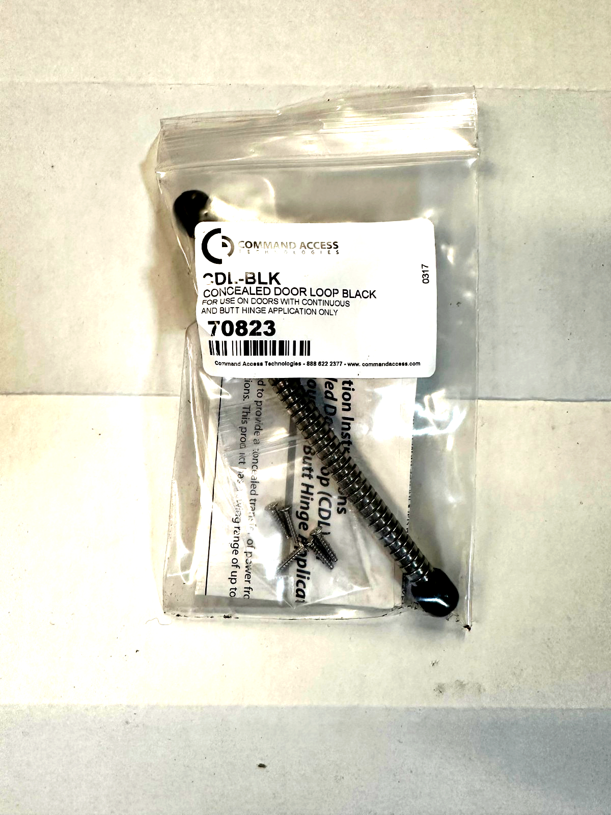 Command Access CDL-BLK  Concealed Door Loop, Press Fit, No Wires, Black Anod Cap