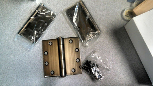3 EACH SMR 190 4 1/2 X 4 1/2" US5 HINGES ANTIQUE BRASS EQUAL 179 AND 1279