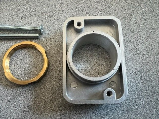 LOCKSMITH MORTISE CYLINDER ESCUTHEON ALUM WITH LOCK RING, LESS CYINDER