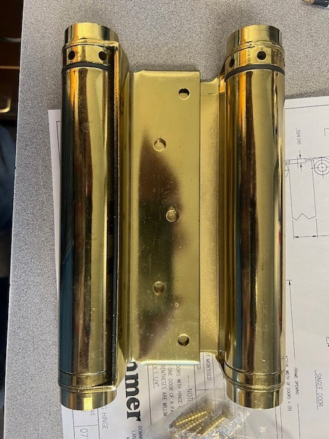 BOMMER MADE IN USA 3029 8  BMHA 632 DASH CAFE DOOR HINGE BRIGHT BRASS FINISH