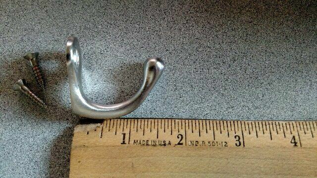 WARDROBE COAT HOOK CAST BRASS & PLATED DULL CHROME EQUAL TO IVES  581B26D