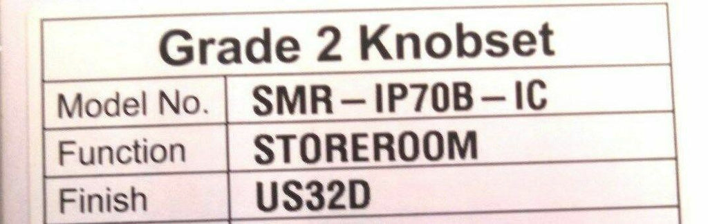 LOCKSMITH SMR UL IP 70B IC SFIC STOREROOM US32D 2 3/4" BS BALL KNOB L/CYL CORE