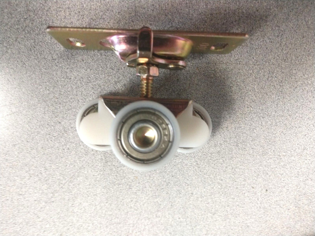 100-1 3 Wheel Pocket Hanging Door Roller Plastic Wheels w/ 100 Steel  Bracket 