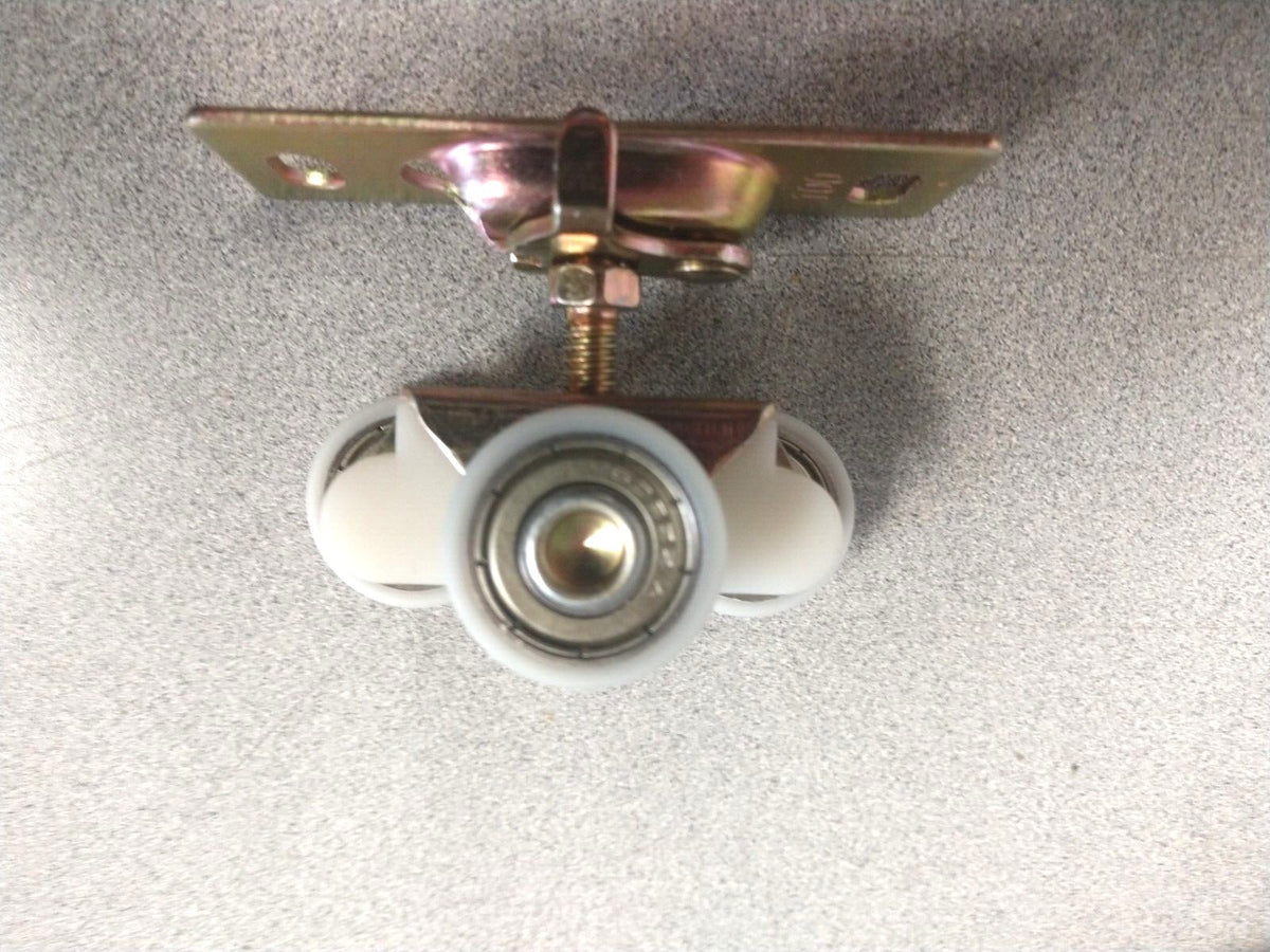 100-1 3 Wheel Pocket Hanging Door Roller Plastic Wheels w/ 100 Steel  Bracket 