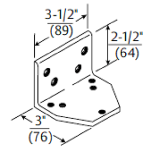 ACCENTRA DOOR CLOSER 293L FLUSH RABBETED TRANSOM ANGLE BRACKET WITH FASTENERS