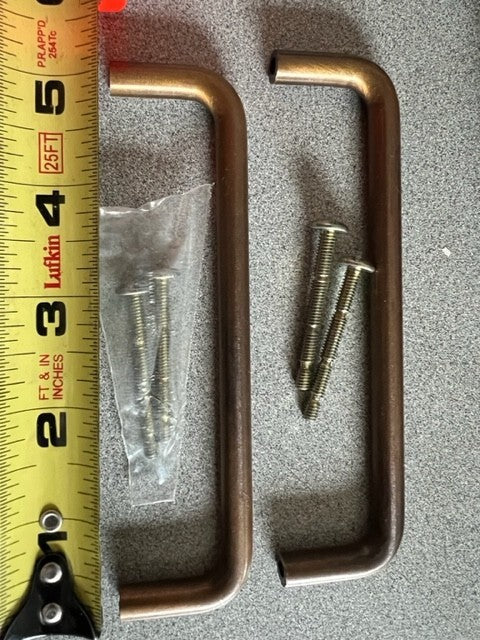 2 EACH 5" CC  WIRE CABINET PULLS BRASS BASE ANTIQUE BRONZE FINISH W/FASTENERS