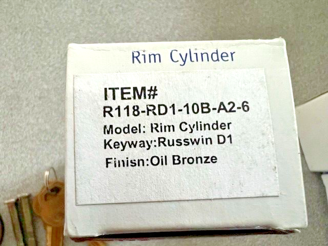 GMS RIM CYLINDER R118- RD1-10B-6 CORBIN D1 KEYWAY