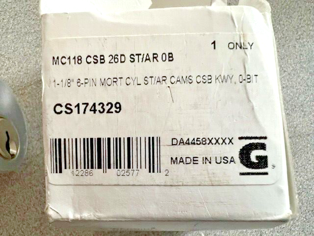 LOCKSMITH GENERAL LOCK MC118 CSB 26D K0 WITH ONE BLANK LOCKSPORT RARE