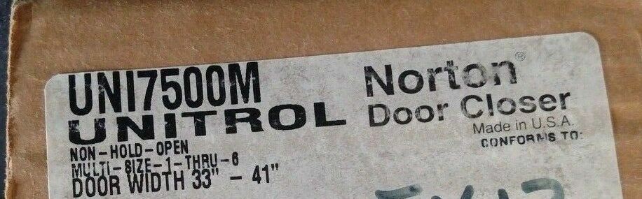 NORTON DOOR CLOSER  UNI 7500 M 606 (FOR 33-41 DOORS) SATIN BRASS PLATED NOS