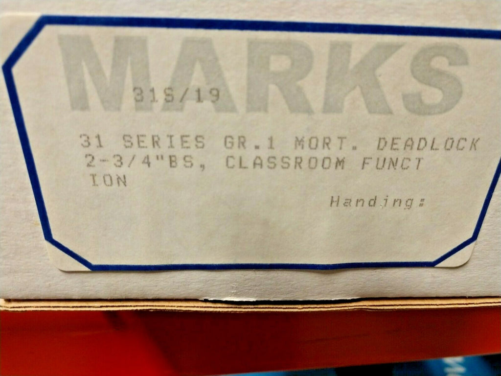 MARKS USA 31S/19 MMORTISE DEADLOCK CLASSROOM US10B 2 3/4"BS