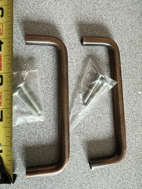 2 EACH 4" CC  WIRE CABINET PULLS BRASS BASE ANTIQUE BRONZE FINISH W/FASTENERS
