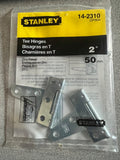 1 PR STANLEY HARDWARE DP 904 AKA 14-2310 2" T HINGE 50MM, LIGHT DUTY ZINC PLT