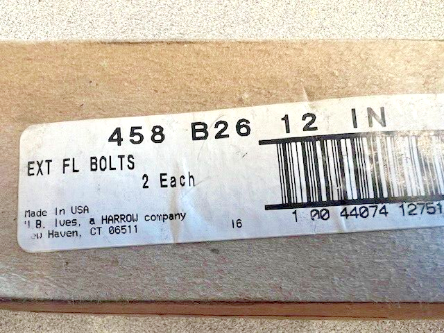 2 EA IVES 458 B 26 12 INCH FLUSH BOLTS POL CHROME US26 MADE IN USA
