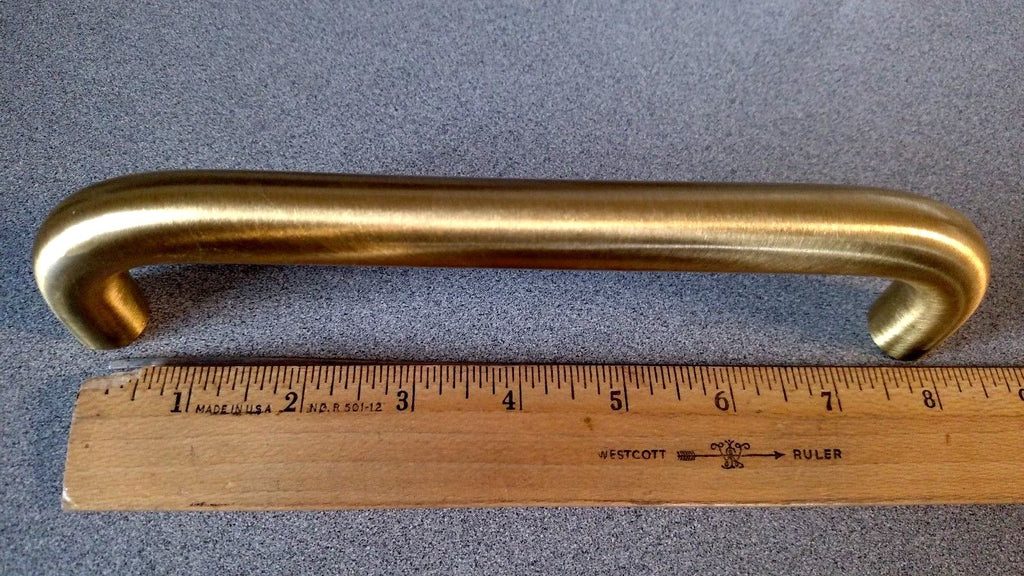 COMMERCIAL PULL HANDLE SOLID SATIN BRASS 8" CC 8 5/8" OVERALL 3/4" BAR STOCK DIA