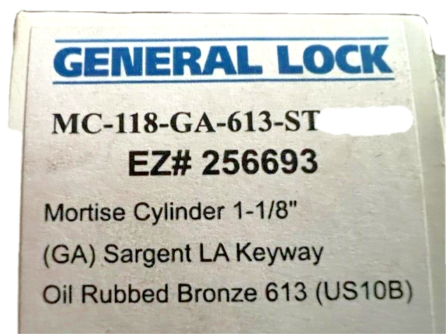 GENERAL LOCK MC118-GA-613 SARGENT LA 1KW  1  1/8 613 FINISH AKA 7185