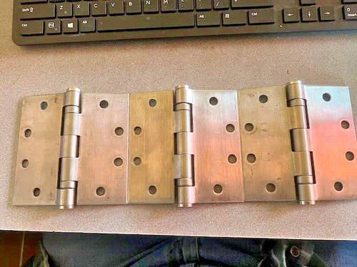 3 EACH 4 1/2 X  4 1/2 INCH TEMPLETE HINGES US32D NRP W/ 1/2WS ALL MS FASTENERS
