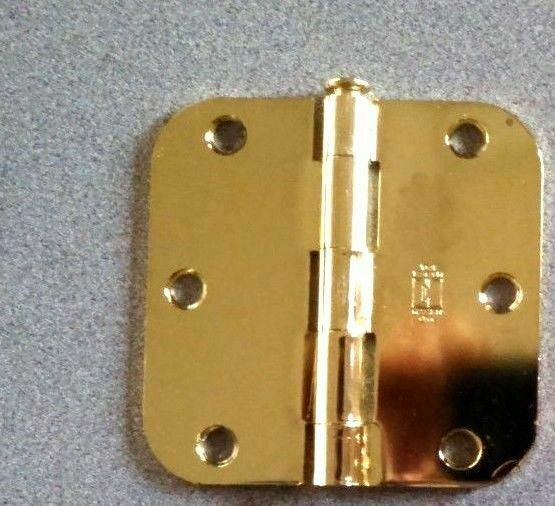 HAGER 1841 3 1/2 X 3 1/2  5/8" RAD CORNER HINGE LESS SCREWS POLISHED  BRASS USA