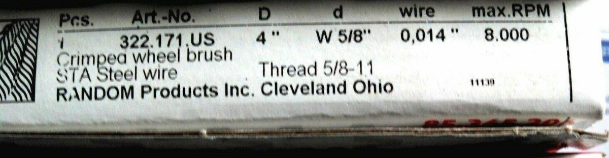 AUTO BODY WELDERS QTY 1  ABRASIVES LESSMAN 322.171.US CRIMPED WHEEL BRUSH GERMAN