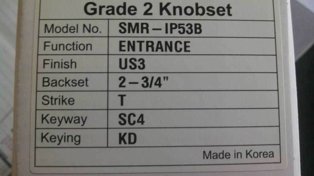 LOCKSMITH SMR IP 53 B SCHLAGE C ENTRY US3 2 3/8" BACKSET ORBIT KNOB MINT
