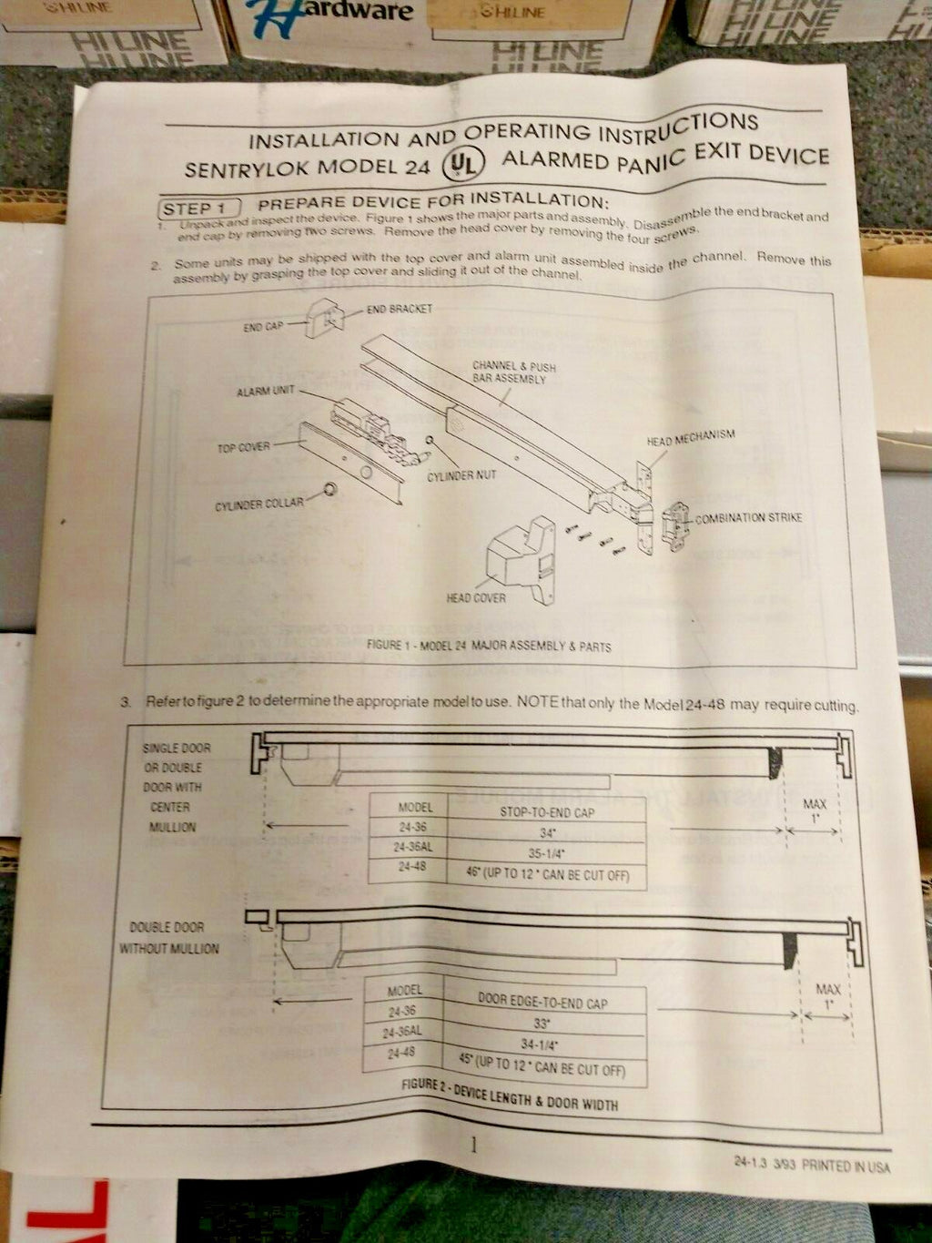 SENTRYLOK MODEL 24 UL EXIT PANIC WITH ALARM NOS ALUMINUM FINISH