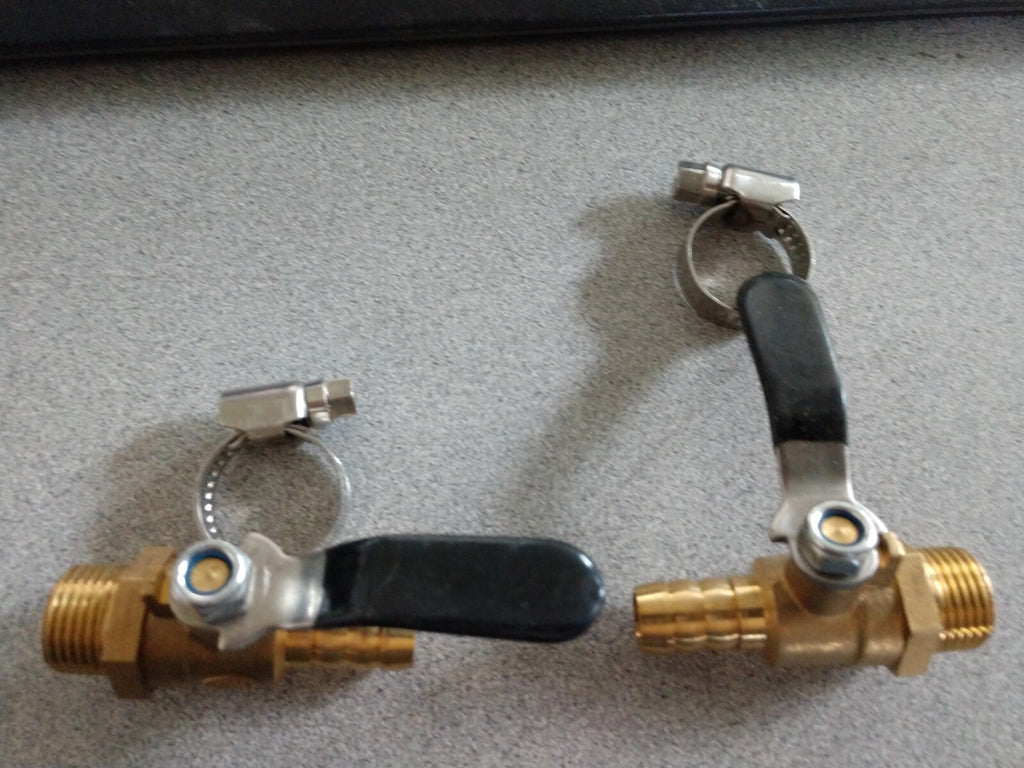 MISHIMOTO MINI GATE VALVES (2 PCS) AND CLAMPS BARB X MALE BRONZE W/ SS CLAMPS
