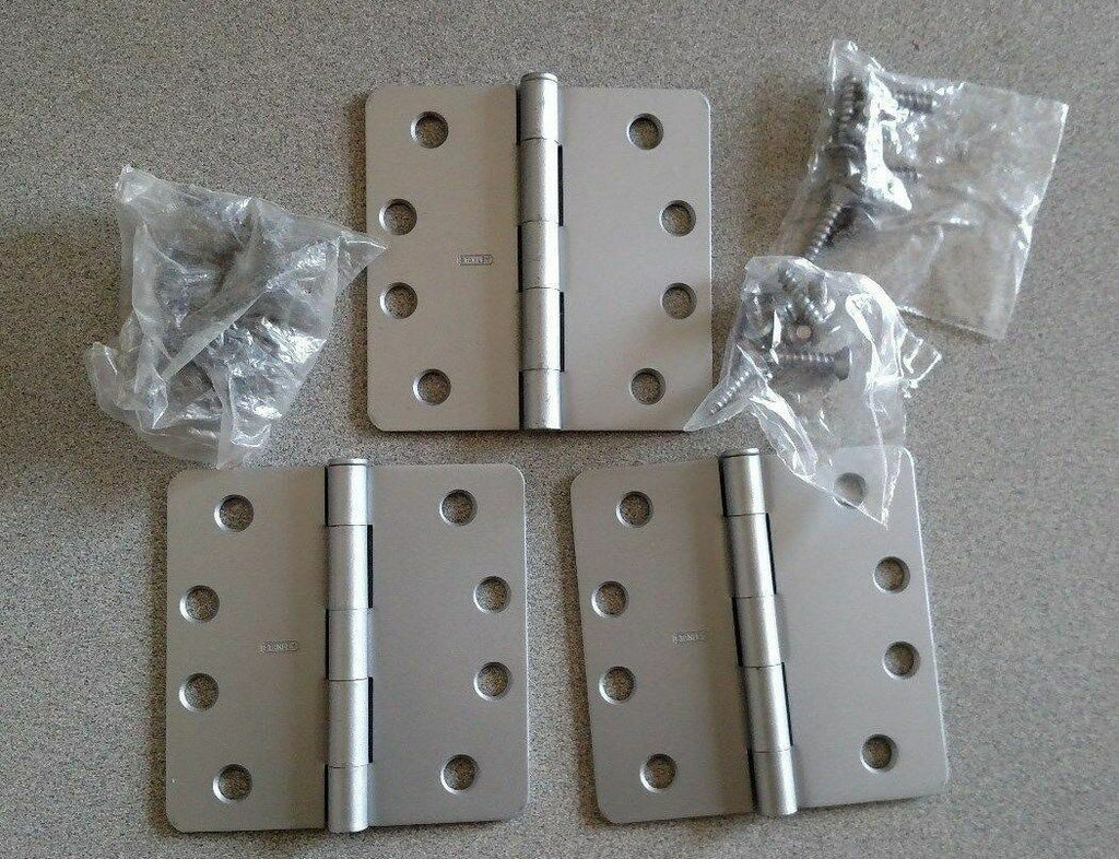1 BOX OF 3 HINGES STANLEY WR RD741 4 X 4  LA SPRAYED ALUMINUM  1/4" RADIUS 