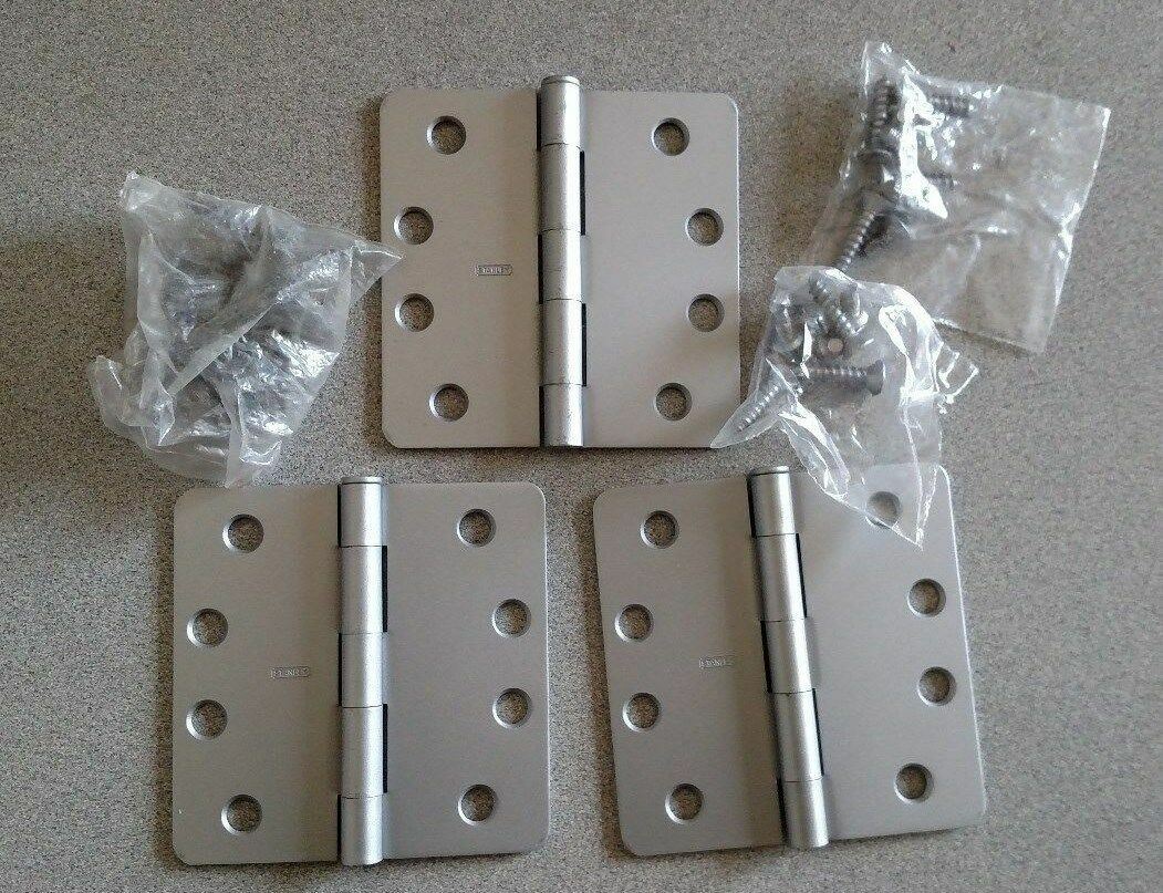 1 BOX OF 3 HINGES STANLEY WR RD741 4 X 4  LA SPRAYED ALUMINUM  1/4" RADIUS 