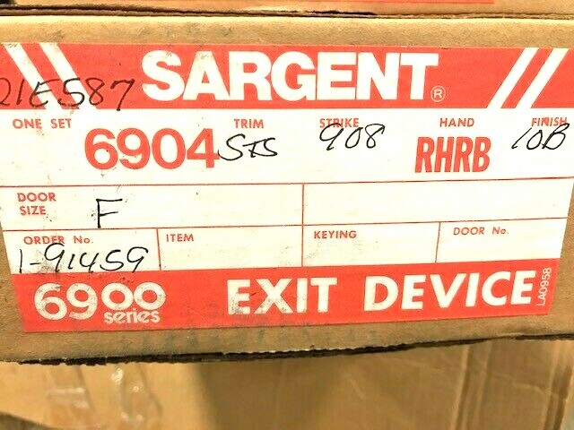 SARGENT EXIT DEVICE 6904F STS US10B 3' NON FIRE RATED  RHRB STOREROOM FUNCTION 