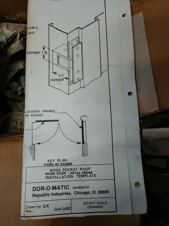 DOR O MATIC 91105F POCKET PIVOT  (PRIME COAT) FOR METAL FRAMES AND WOOD DOORS