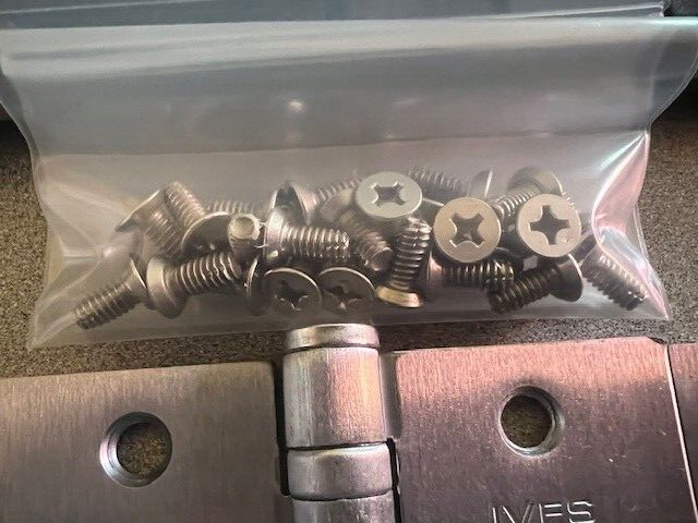 3 EACH IVES  UL BB 4 1/2 X  4 1/2 INCH TEMPLETE HINGES US26D W/ MACHINE SCREWS