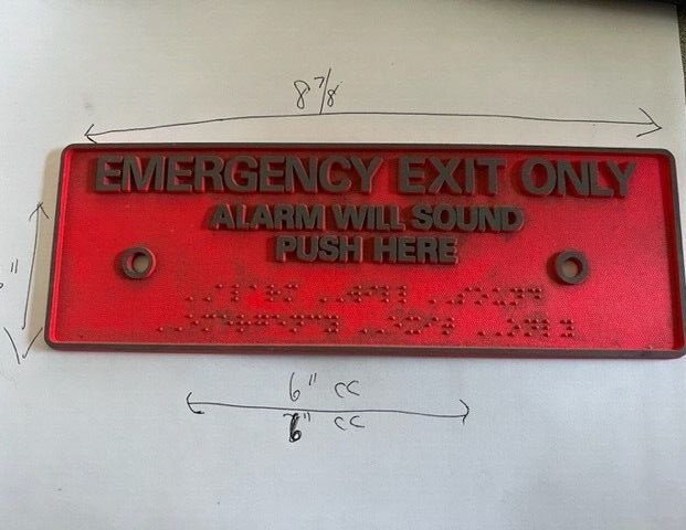 USED DETEX PUSH SIGN FOR ECL 230 SERIES