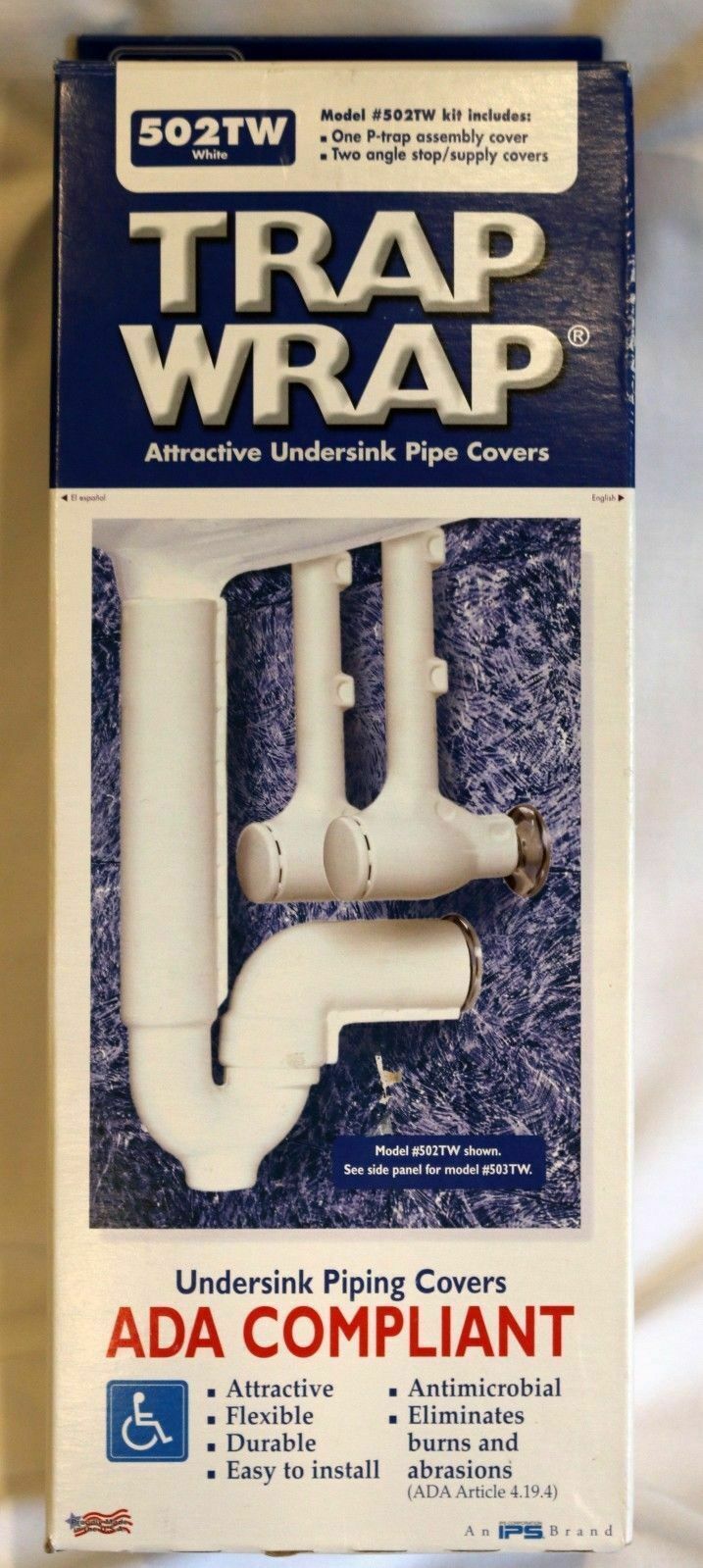 Trap Wrap 502TW Attractive Undersink Pipe Covers, White, ADA Complaint, NOS61298
