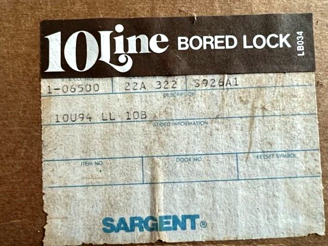SARGENT LOCK 10G94LL DOUBLE DUMMY CYLINDRICAL TRIM  US10B