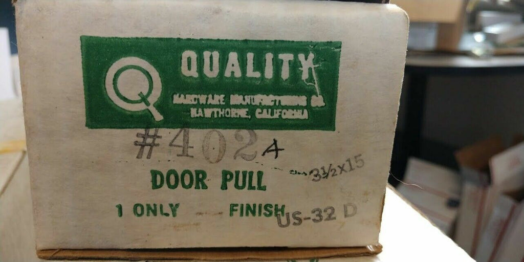 QUALITY HARDWARE 402A COMMERCIAL PULL PLATE US32D 3 1/2" X 15 NOS
