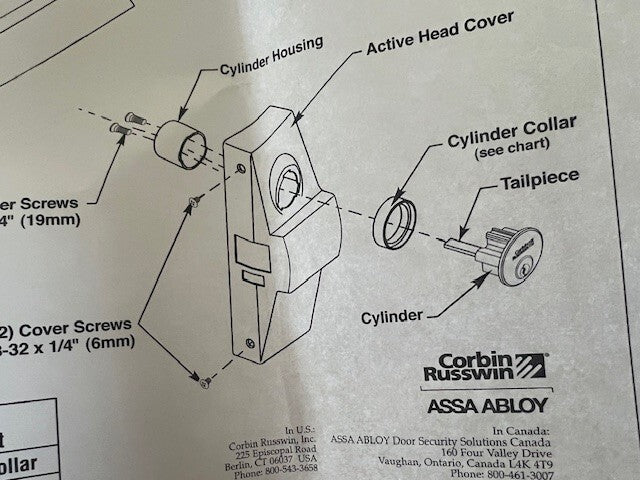 CORBIN RUSSWIN ACCENTRA YALE -02 CONVERSION KIT FOR 520 / 7100 US32D HANDED RHR