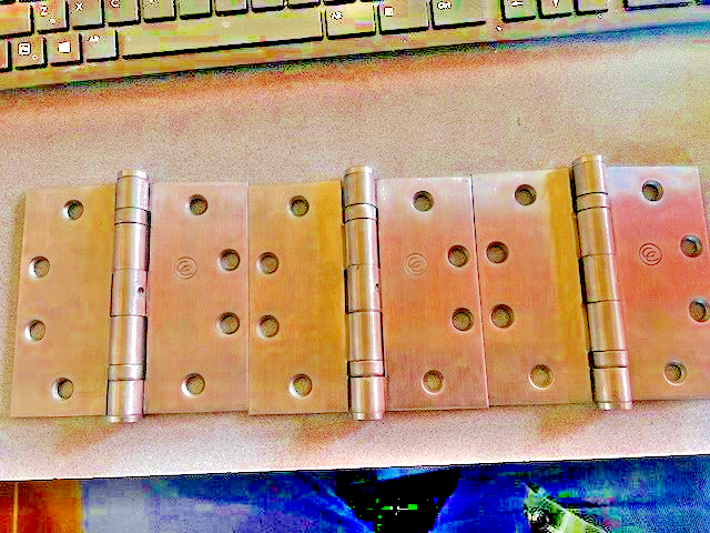 3 EACH 4 1/2 X  4 1/2 INCH TEMPLETE HINGES US32D NRP W/ 1/2WS ALL MS FASTENERS