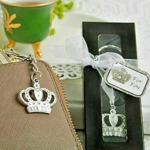  Majestic Silver Crown Key Chain Wedding Bridal Shower Party Gift Favors
