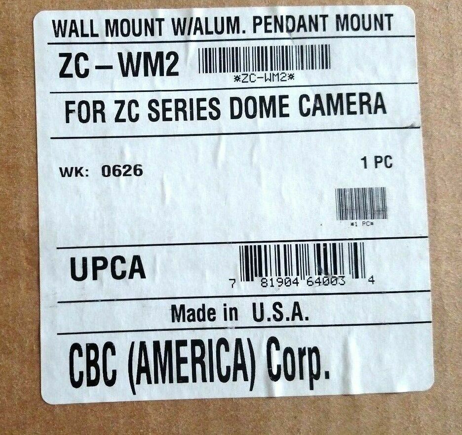 GANZ CBC (AMERICA) CORP MODEL ZC-WM2  ZC SERIES DOME CAMERA WALL PENDANT MOUNT