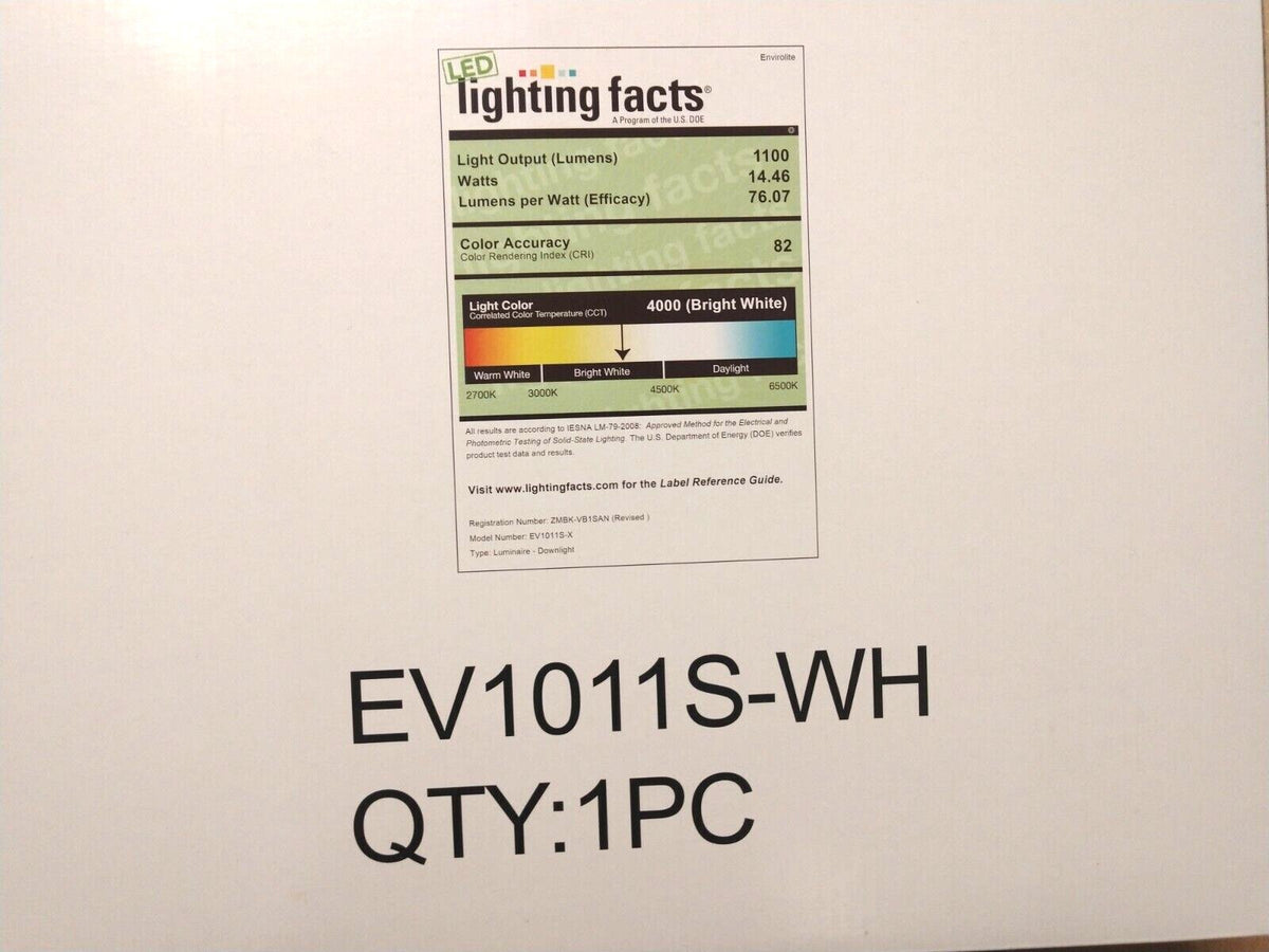 EnviroLite EV1011S-WH 11 in. White Square LED Ceiling Flush Mount