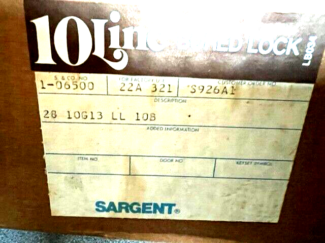 SARGENT LOCK 10 G 13 LL 10B EXIT LOCK PASSAGE INSIDE  X RIDGID HANDLE OUTSIDE