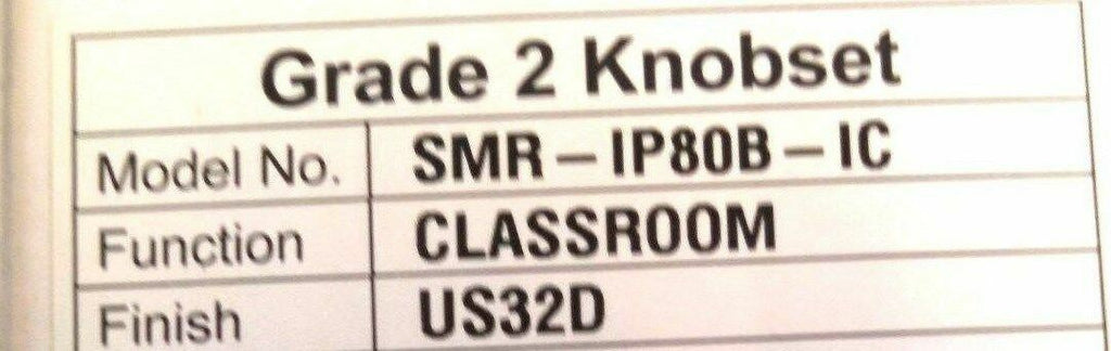 SMR IP 80B IC US32D 2 3/8" BS SFIC CLASSROOM BALL KNOB MINT LESS CORE LESS CORE