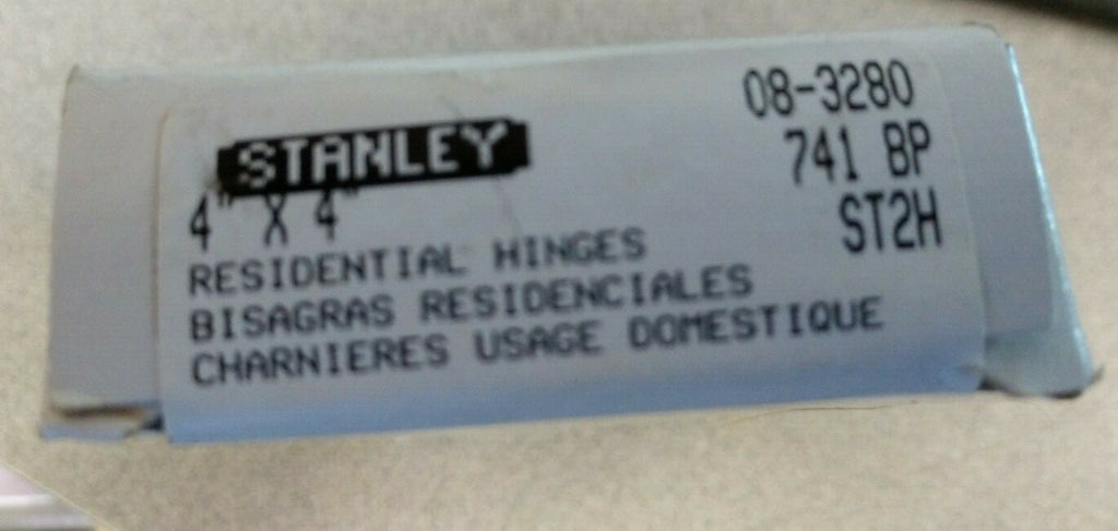 1 PR OF 2 HINGES STANLEY 741BP ST2H 4 X 4  GALVINIZED STEEL BRASS PIN  08-3280