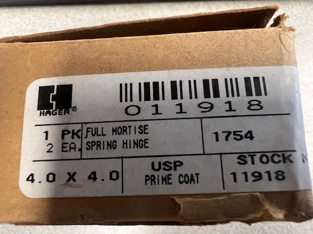 1 PR  1754 4" x 4" Square by 5/8" Rad /Corner Steel Full Mortise Resi l Spring