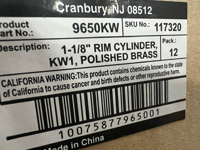 BOX OF 12 RIM CYLINDERS GOTHAM 9650 KW POL SOLID BRASS US3 KW1 KEYWAY 5 PIN KD