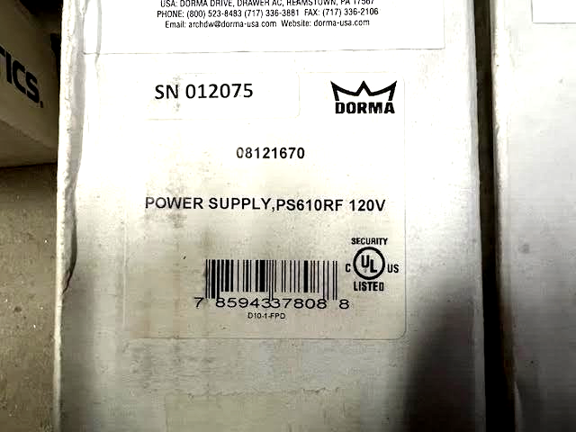 Dorma PS610RF Power Supply / Door Controller, 120V, New Old Stock SEALED BOX